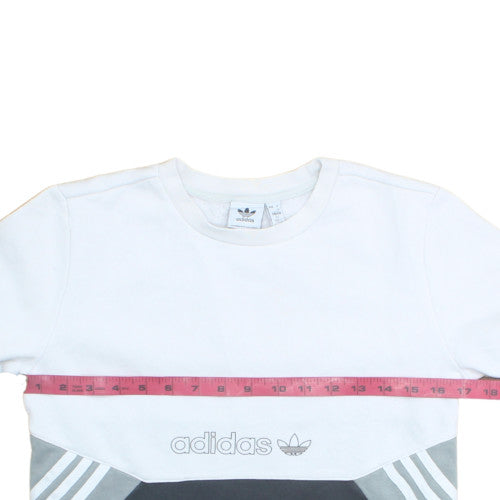 Adidas Boys White & Grey Colourblock Crew Neck Sweatshirt Size 152 (11-12 Years)