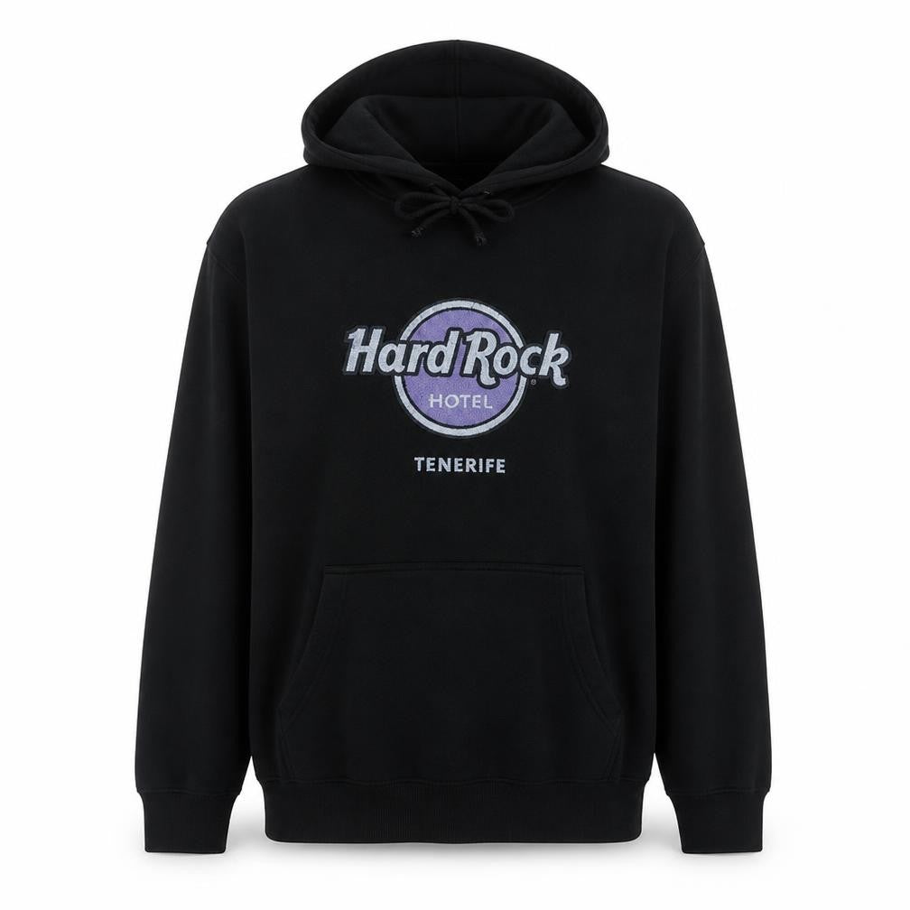 Hard Rock Hotel Men’s Black Pullover Hoodie Large Graphic Music Sweatshirt
