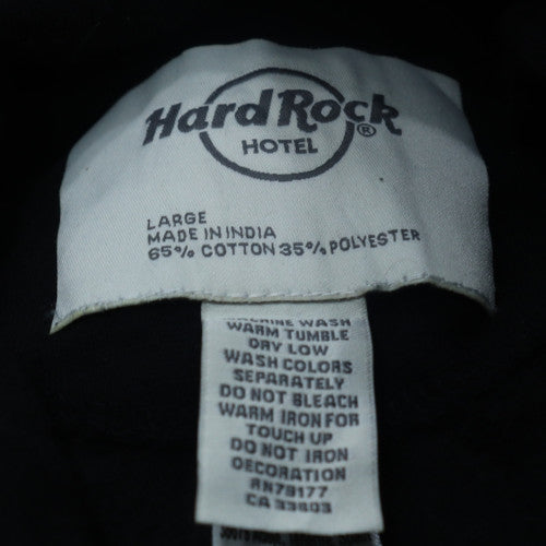 Hard Rock Hotel Men’s Black Pullover Hoodie Large Graphic Music Sweatshirt