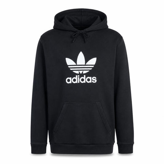 Adidas Mens Black Pullover Hoodie M Logo Fleece Sweatshirt