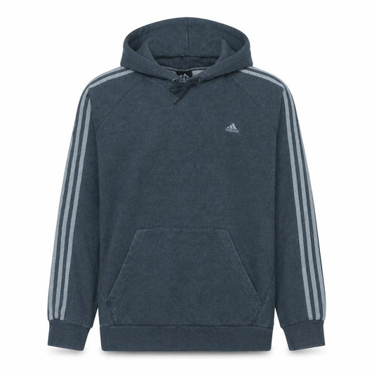 Adidas Men's Blue XL Pullover Hoodie with Logo and Drawstring