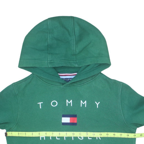 Tommy Hilfiger Teens Green Pullover Hoodie XL Logo Fleece Sweatshirt