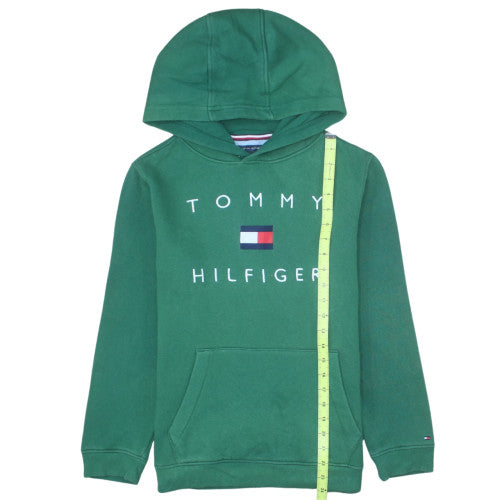 Tommy Hilfiger Teens Green Pullover Hoodie XL Logo Fleece Sweatshirt