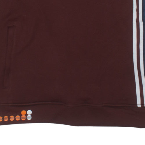 Adidas Men’s Brown Pullover Hoodie L Logo Fleece Sportswear