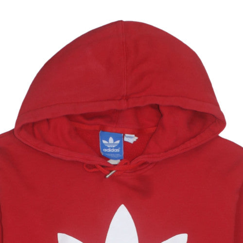 Adidas Men's Red Pullover Hoodie L Fleece Graphic Trefoil Sportswear