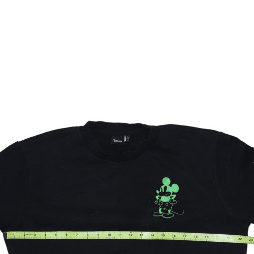 Disney Men Black L Sweatshirt Crew Neck Mickey Graphic Pullover