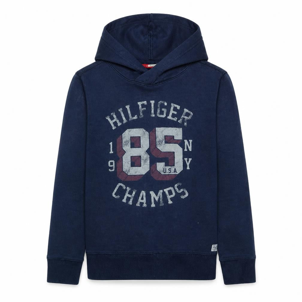 Tommy Hilfiger Teens Blue Pullover Hoodie 164 Logo Graphic Sweatshirt