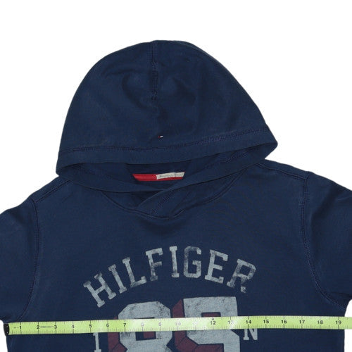 Tommy Hilfiger Teens Blue Pullover Hoodie 164 Logo Graphic Sweatshirt
