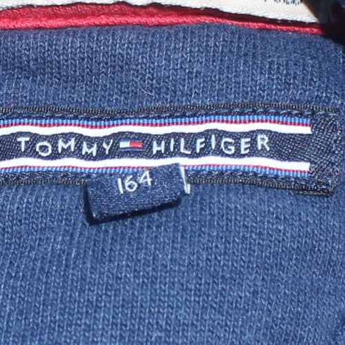 Tommy Hilfiger Teens Blue Pullover Hoodie 164 Logo Graphic Sweatshirt