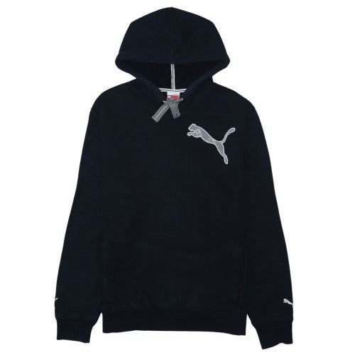 Puma Mens Black Pullover Hoodie M Sport Logo Fleece Sweatshirt