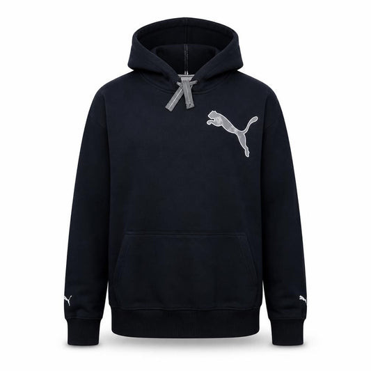 Puma Mens Black Pullover Hoodie M Sport Logo Fleece Sweatshirt