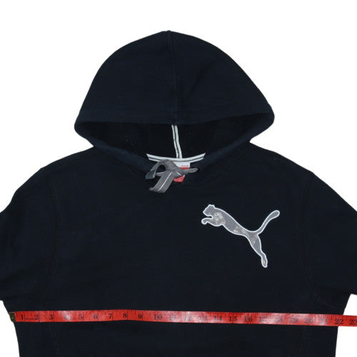 Puma Mens Black Pullover Hoodie M Sport Logo Fleece Sweatshirt