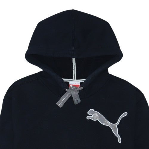 Puma Mens Black Pullover Hoodie M Sport Logo Fleece Sweatshirt