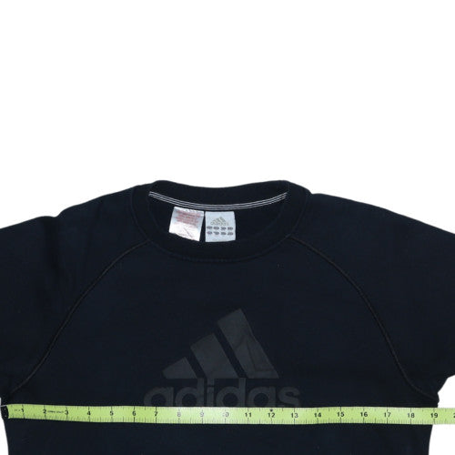 Adidas Boys Black Cotton Crew Neck Sweatshirt 13-14 Years Essentials