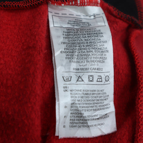 Adidas Men Red Pullover Hoodie L Sports Fleece Sweatshirt