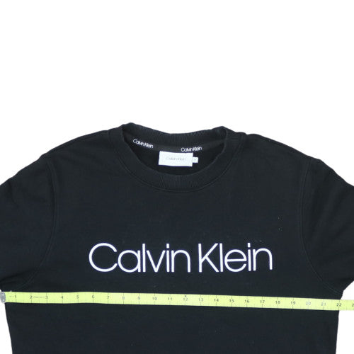 Calvin Klein Men's Black Cotton Logo Crew Neck Sweatshirt M