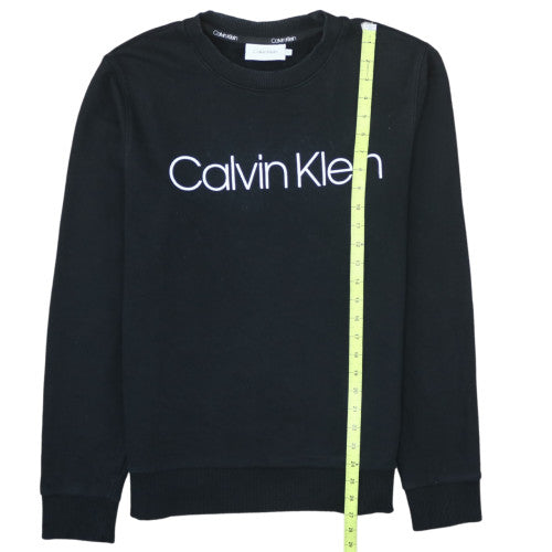 Calvin Klein Men's Black Cotton Logo Crew Neck Sweatshirt M