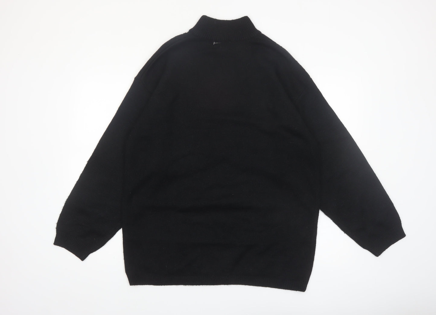 Leslie Fay Women Black L Mock Neck Embellished Knit Jumper