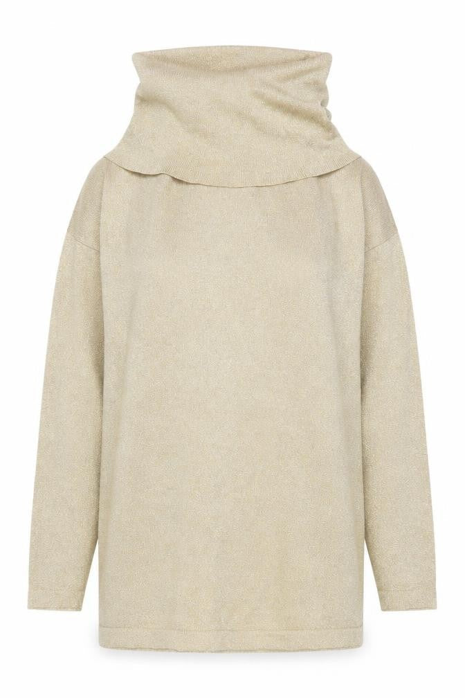 LISA Originals Women Beige Roll Neck Sparkle Knit Jumper Size S