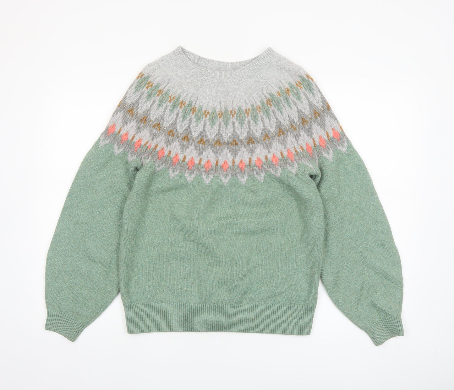 FatFace Women’s Green Fair Isle Crew Neck Jumper UK 12