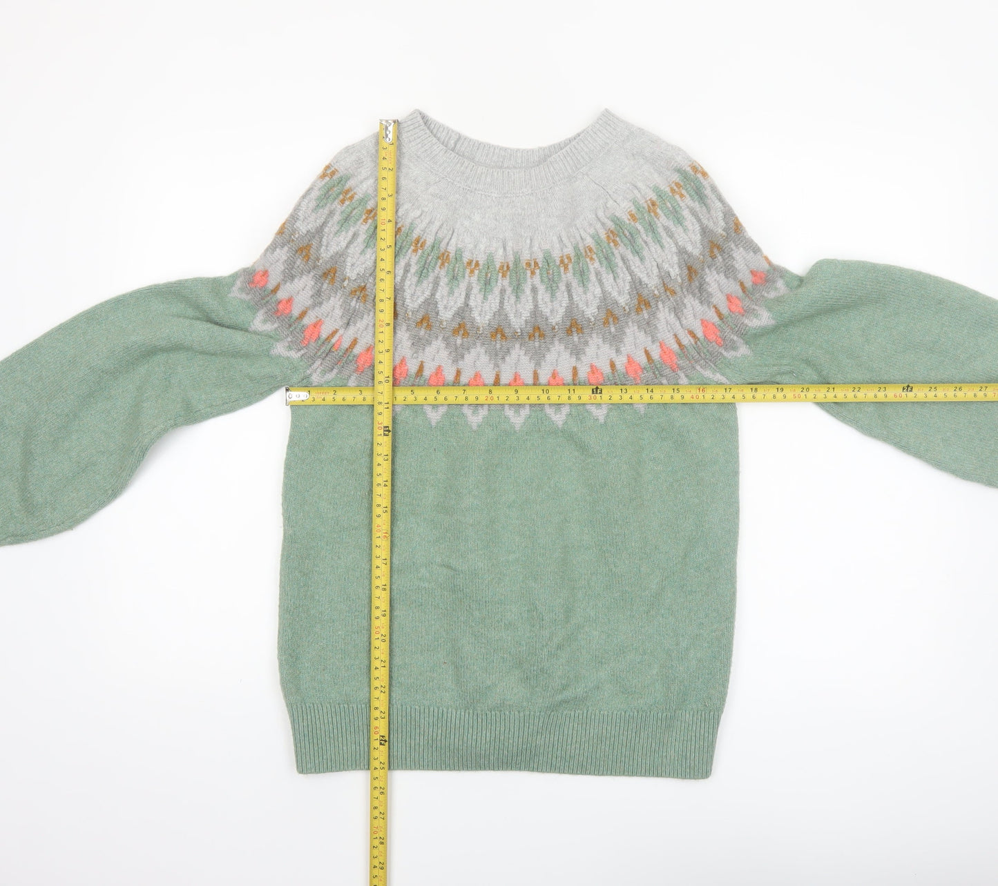 FatFace Women’s Green Fair Isle Crew Neck Jumper UK 12