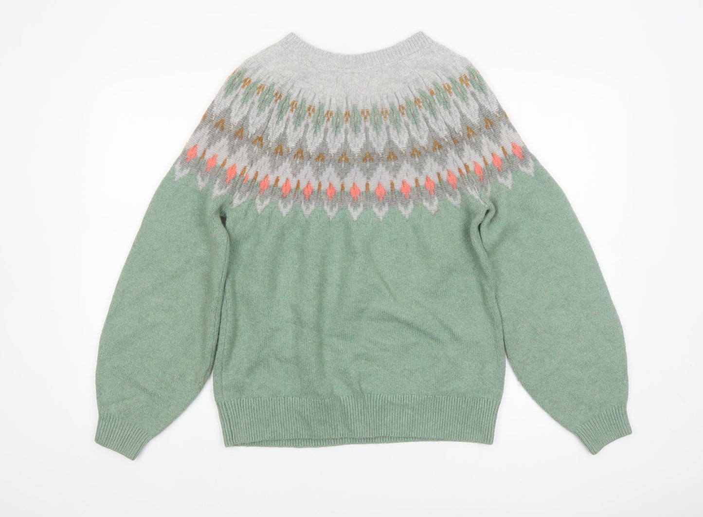 FatFace Women’s Green Fair Isle Crew Neck Jumper UK 12