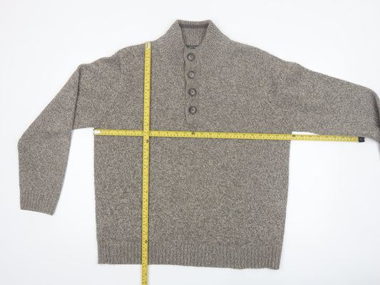 Marks and Spencer Mens Grey Wool Blend Henley Jumper XL