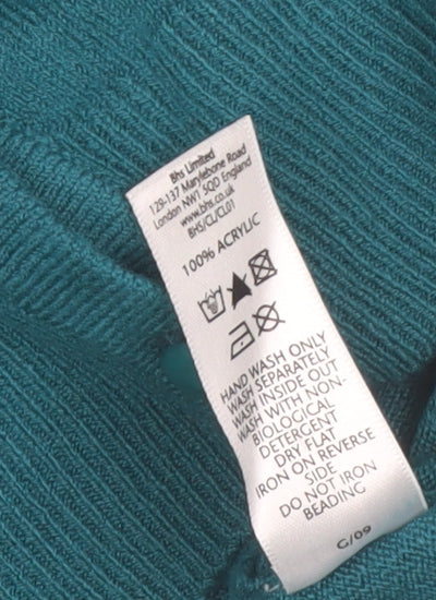 BHS Women’s Green Beaded Knit Cardigan Size 16
