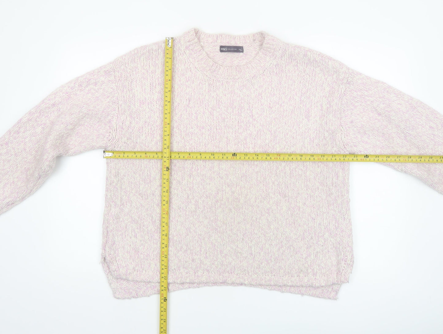 Marks and Spencer Women Pink Chunky Knit Relaxed Fit Jumper L