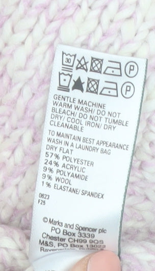 Marks and Spencer Women Pink Chunky Knit Relaxed Fit Jumper L