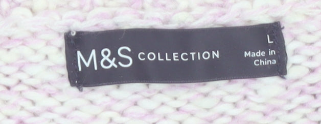 Marks and Spencer Women Pink Chunky Knit Relaxed Fit Jumper L