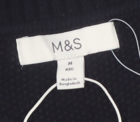 Marks and Spencer Men's Black M Regular Fit Knit Jumper