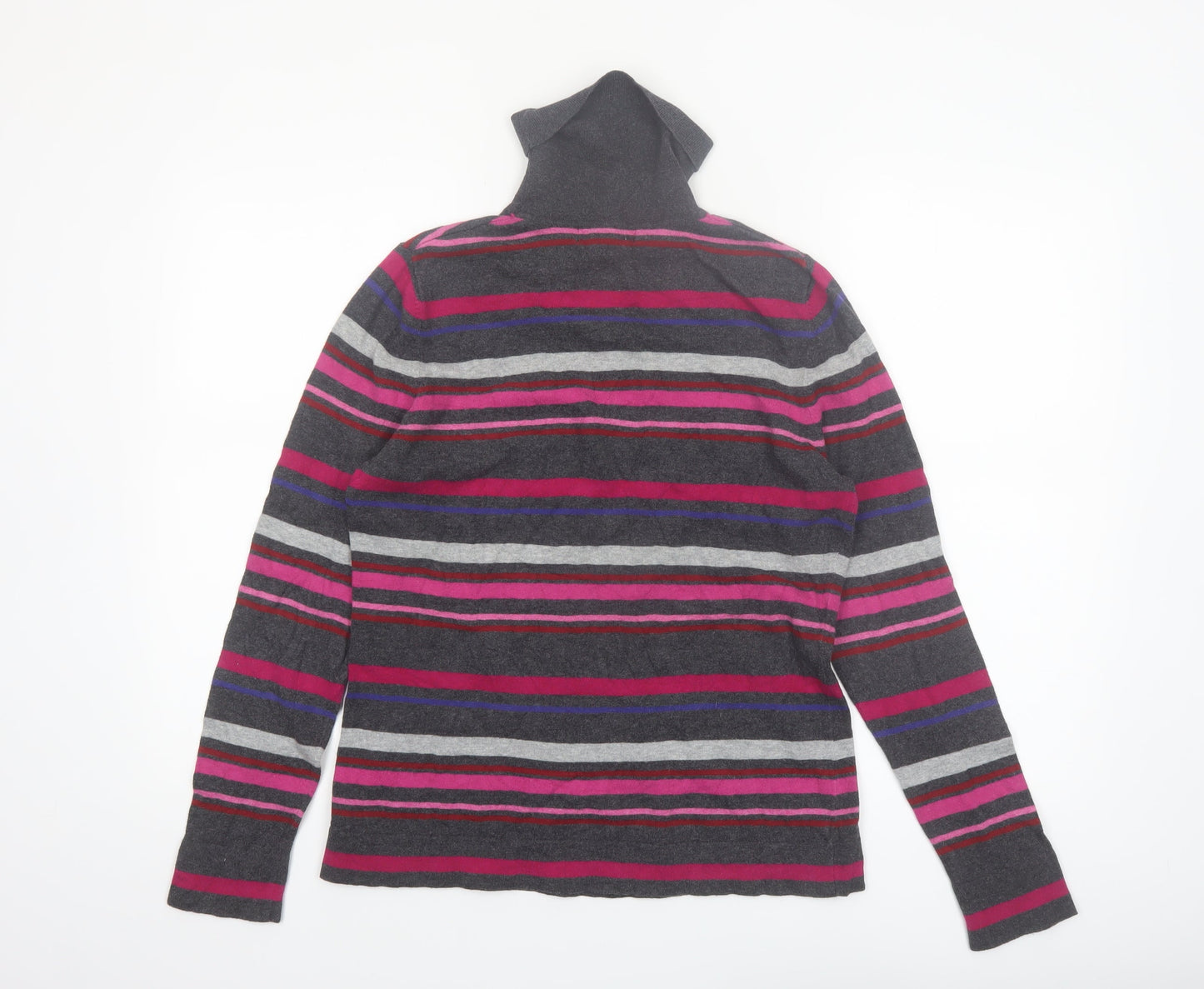 Eddie Bauer Women's Multicoloured Stripe Roll Neck Jumper M