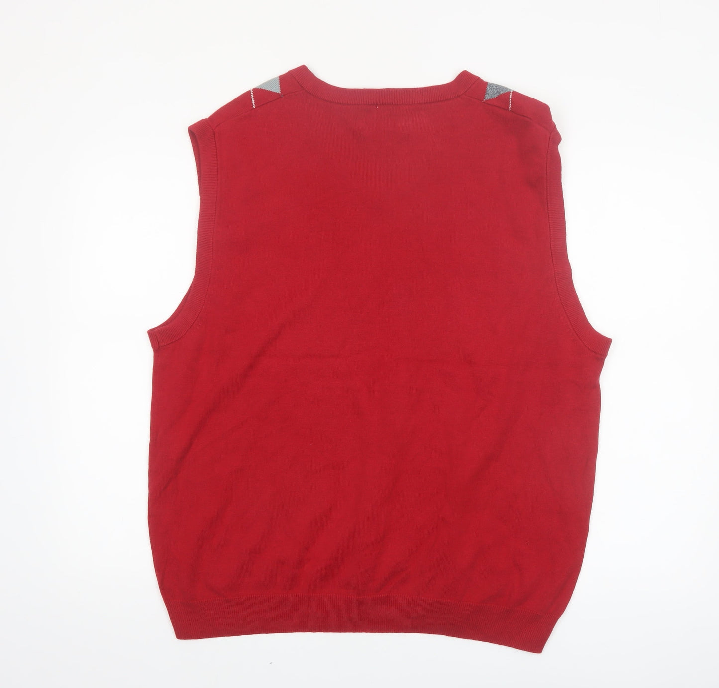 Saddlebred Men’s Red Argyle Sleeveless Cotton Knit Vest L