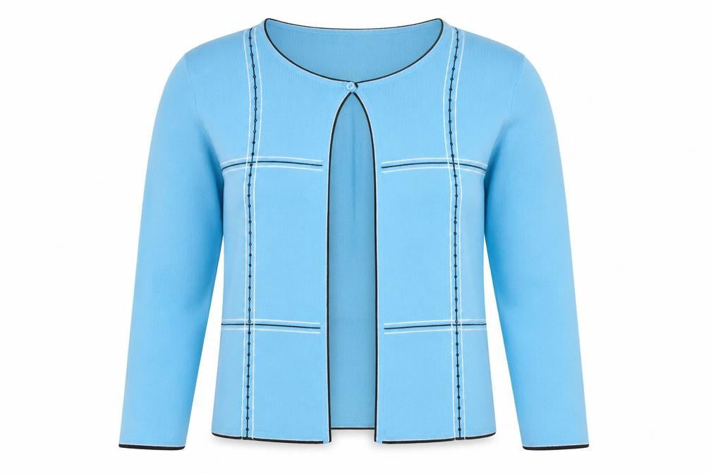FINITY Women’s Blue Rayon Knit Cardigan XL Lightweight 3/4 Sleeve