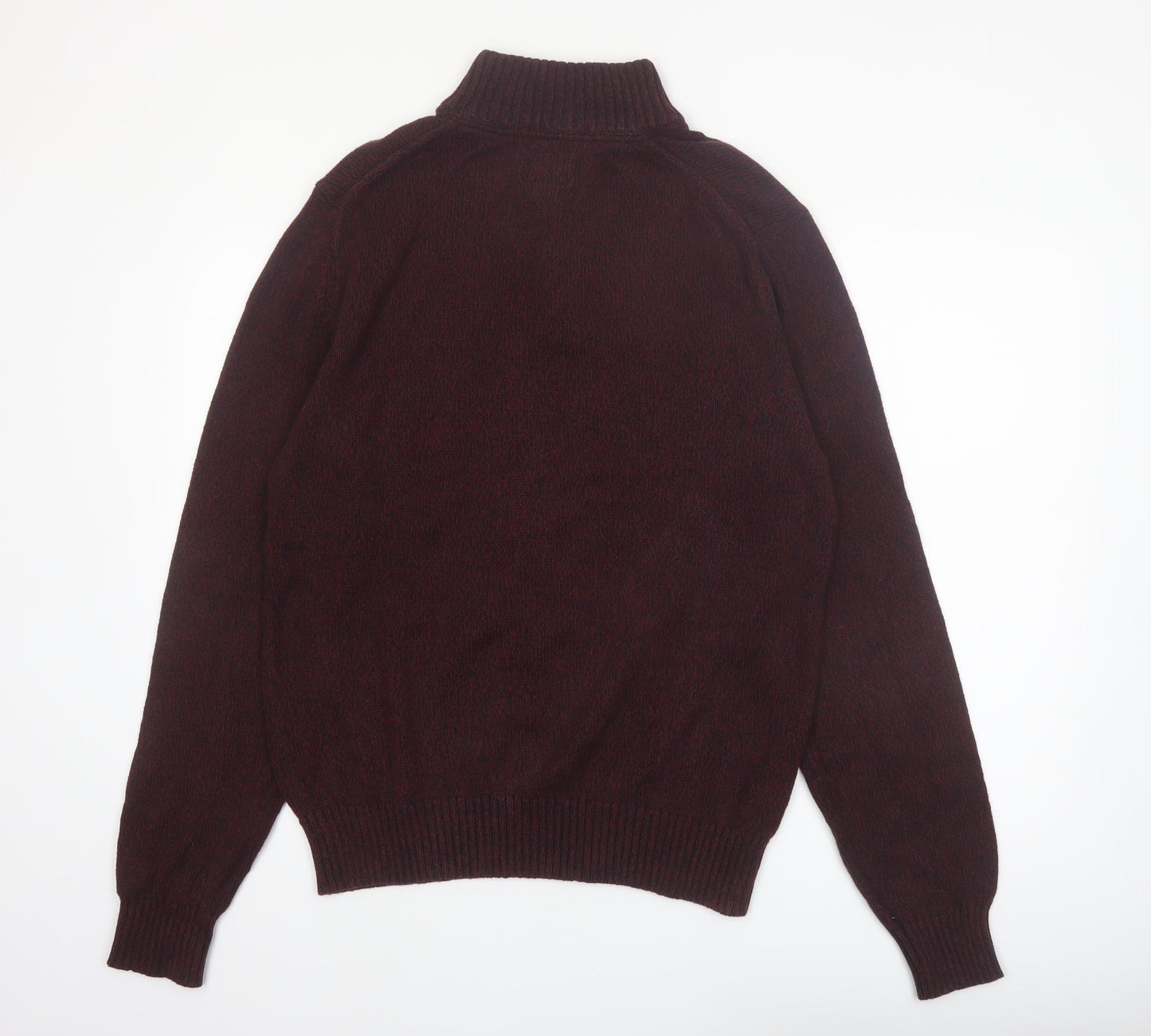St. John’s Bay Men Brown Cotton Half Zip Jumper Size M