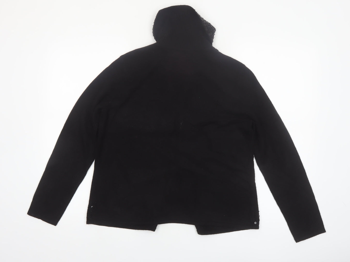 Norton McNaughton Womens Black Sequin Roll Neck Cardigan M
