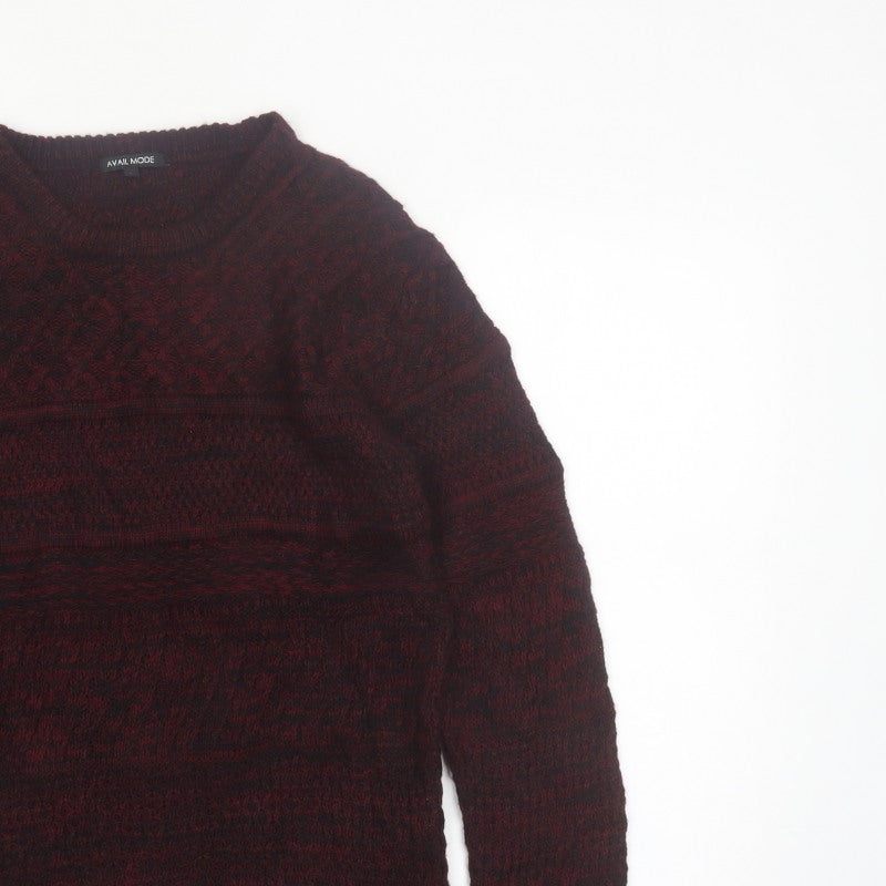 Additional view of Avail Mode Men's Red Knit Crew Neck Cable jumper L
