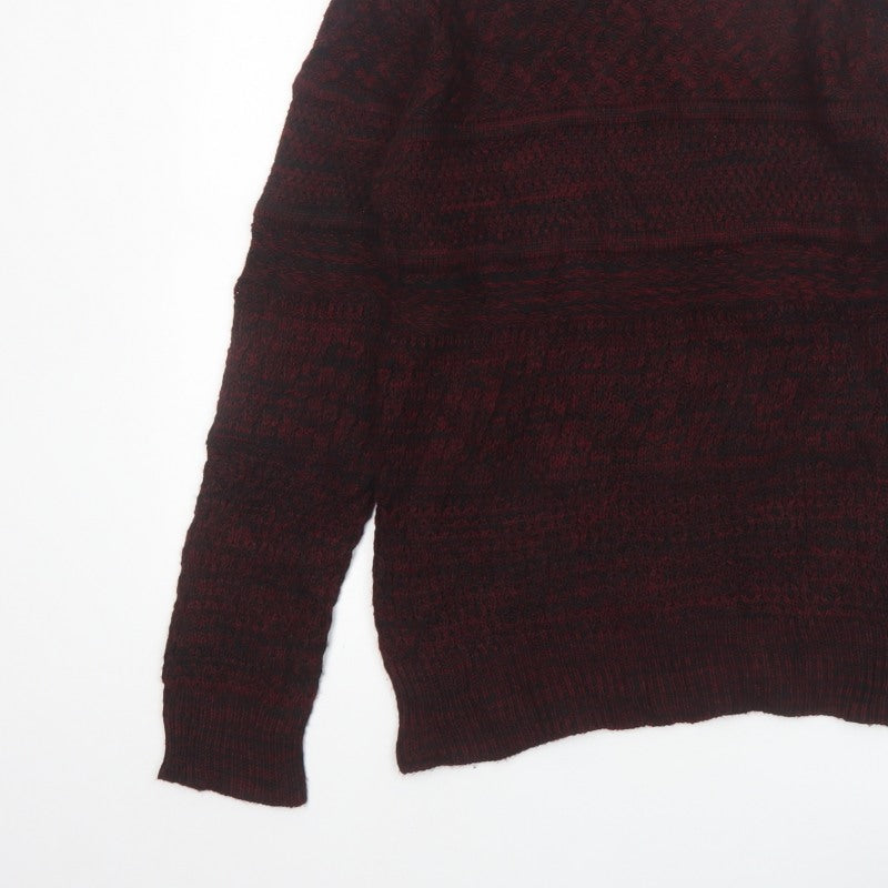 Additional view of Avail Mode Men's Red Knit Crew Neck Cable jumper L