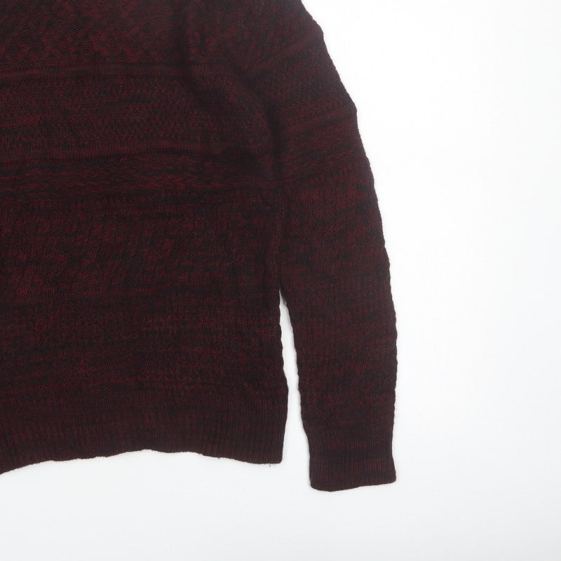 Additional view of Avail Mode Men's Red Knit Crew Neck Cable jumper L