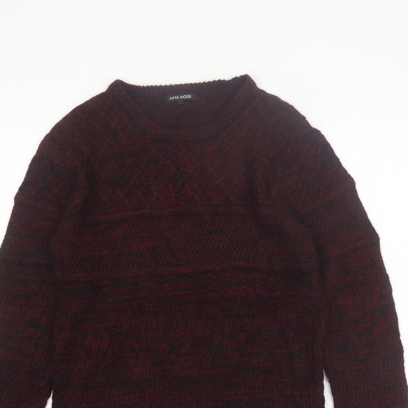 Additional view of Avail Mode Men's Red Knit Crew Neck Cable jumper L