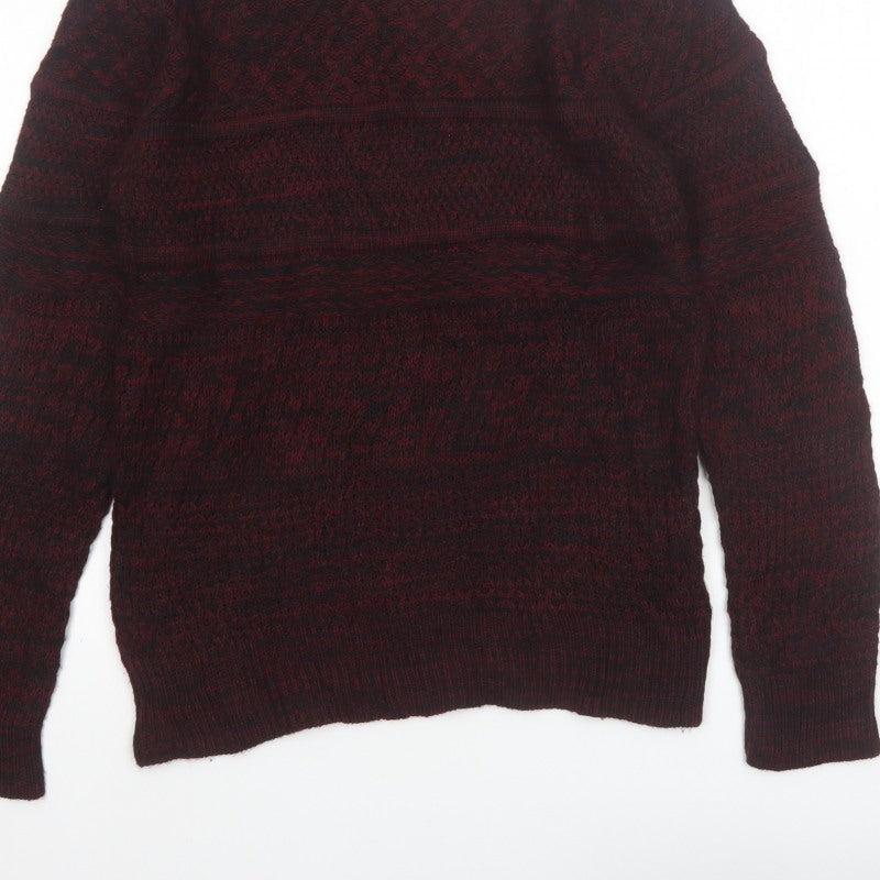 Additional view of Avail Mode Men's Red Knit Crew Neck Cable jumper L