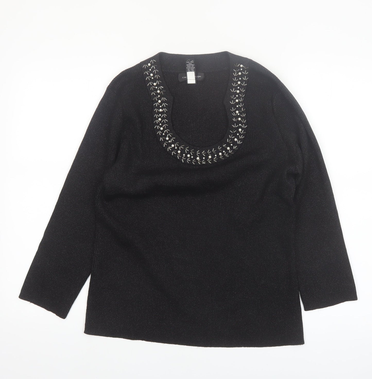 Cable & Gauge Women's Black Silk Blend Scoop Neck Jumper L