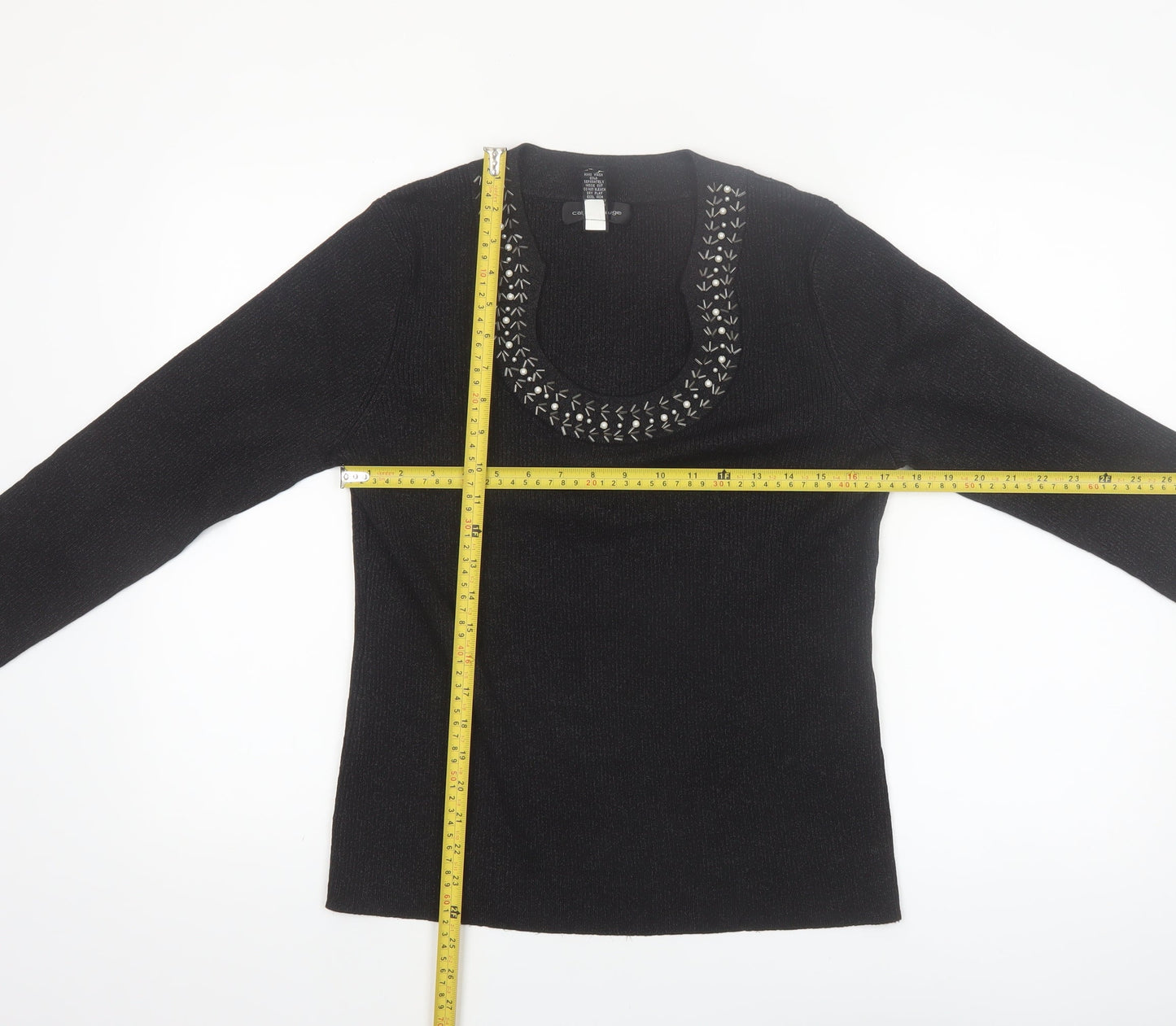 Cable & Gauge Women's Black Silk Blend Scoop Neck Jumper L