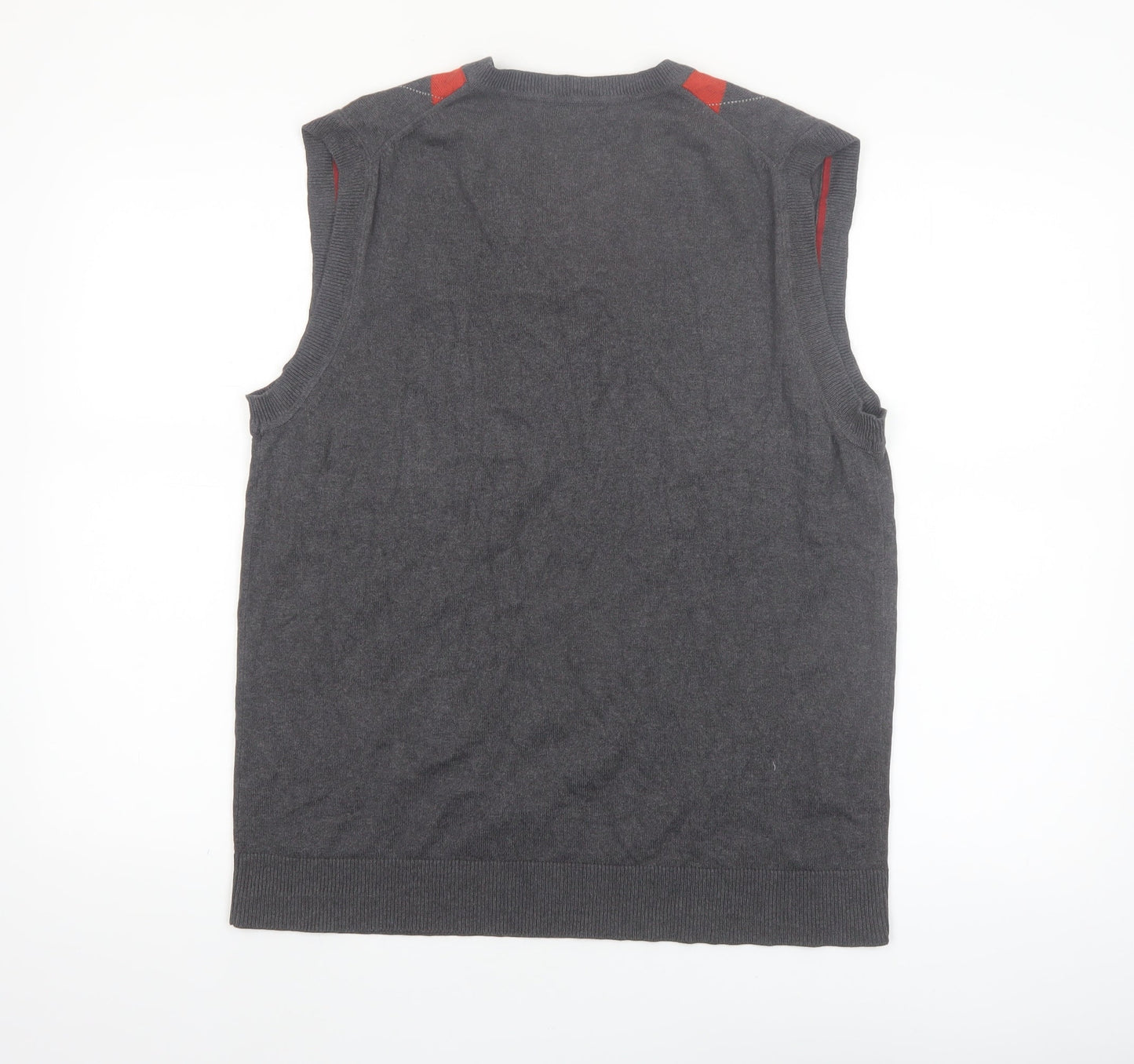 Banana Republic Men's Grey Argyle Sleeveless Vest L V-Neck Silk Blend