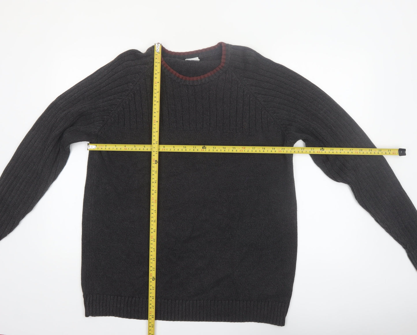 Columbia Men's Grey Cotton Crew Neck Knit Jumper Size L