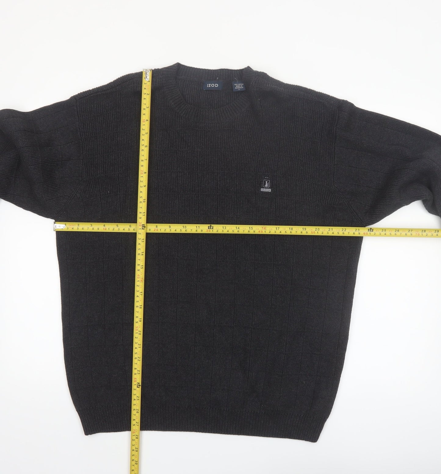 IZOD Men's Black Cotton Crew Neck Pullover Jumper Size L