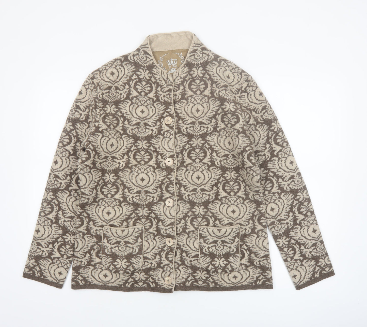 Stanfield Womens Beige Brown Wool Cardigan XL Button Front Knit