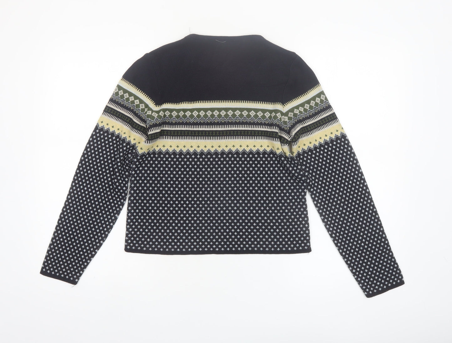 Khakis by Vanity Women's Black Fair Isle Knit Pullover Jumper Size S