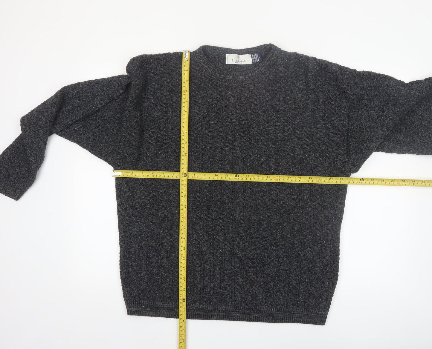 Bill Blass Mens Grey Knit Cotton Pullover Jumper Size L